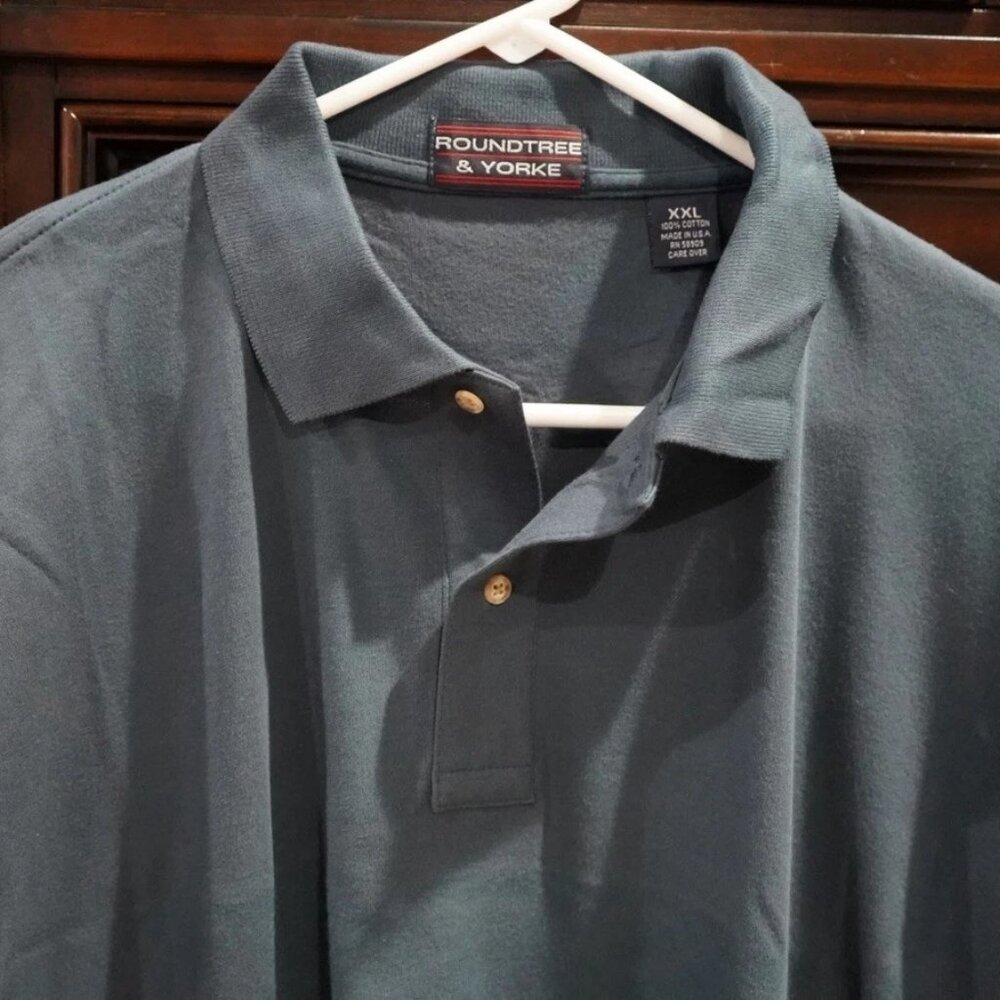 Roundtree Yorke Mens Polo Shirt Size 2XL Blue Short Sleeve cotton